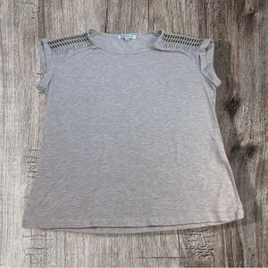 Rose & Olive Cap Sleeve Tank Top Light Pink w/ Metal Beading Detail Women’s M